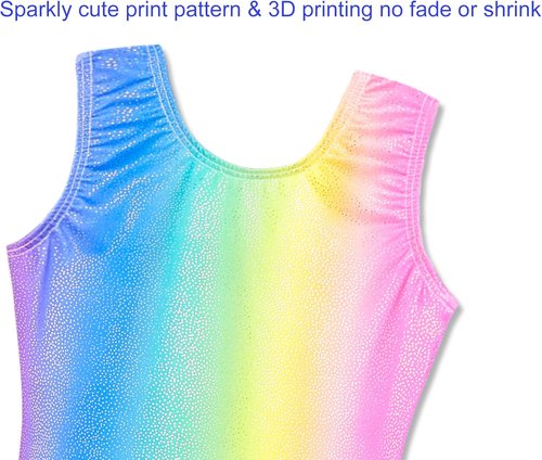 Domusgo Gymnastics Leotards for Girls - Sparkly One-Piece Unitard with Shorts | Pro Kids Size