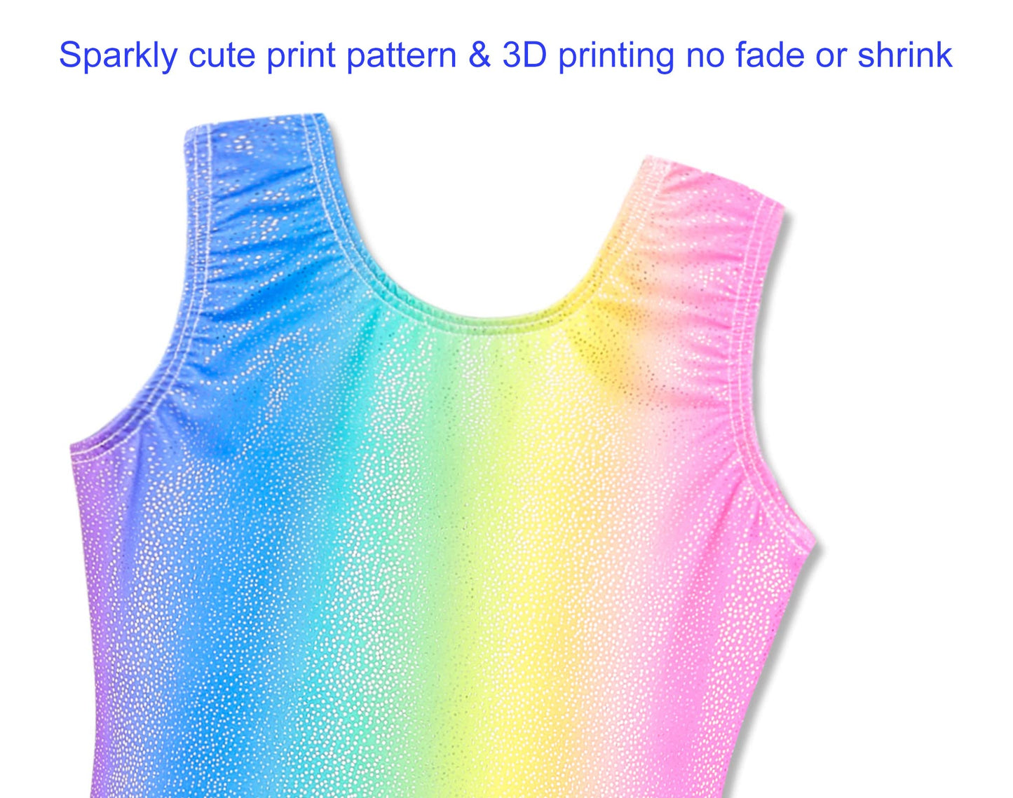 Domusgo Toddler Leotard for Girls Gymnastics Size 2t 3t Shiny Colorful Stripe Sleeveless Biketards