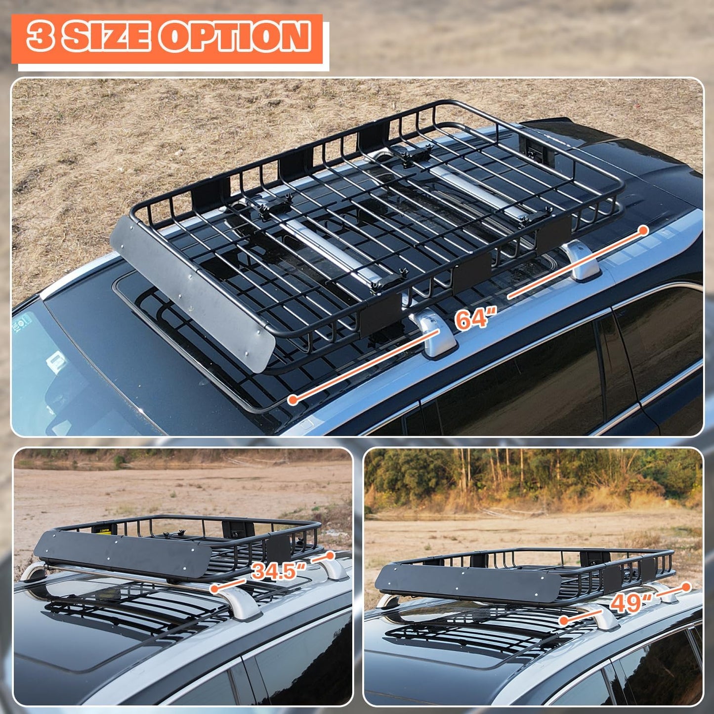 WEIZE Roof Rack Carrier Basket - Large 64" x 39" x 5" with Waterproof Bag & Cargo Net for SUVs and Trucks