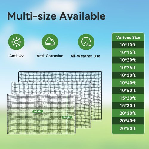 Golf Net - 10x30ft Driving Net for Backyard & Garage, Heavy Duty Nylon Netting