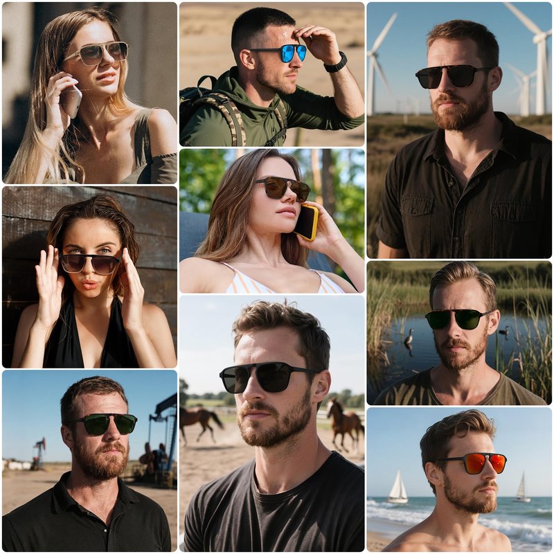 STORYCOAST Polarized Retro Aviator Sunglasses for Men Women Classic Driving Running Sports Square Aviators Sun Glasses 3Pack-Black+Green+Brown