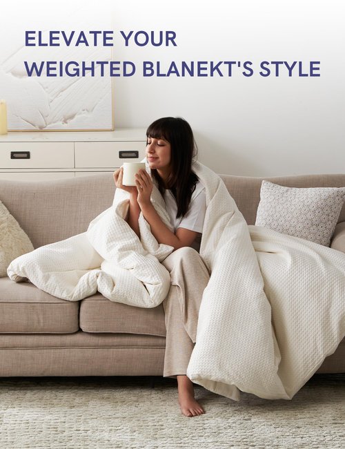 YnM Cotton Waffle Weave Duvet Cover for Weighted Blankets with 16 Strings (Coconut White, 60''x80'')