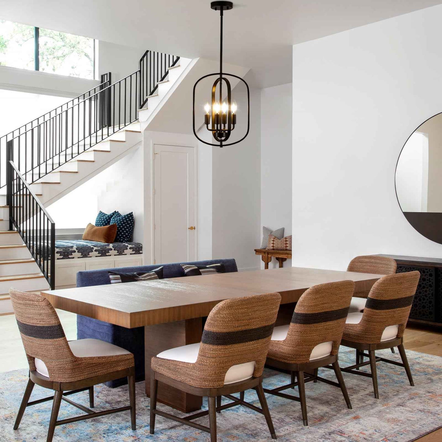 MIAYBPH Black Chandelier Light Fixture, 4-Light Dining Room Chandelier Over Table Farmhouse Rustic Small Entryway Chandeliers Hanging Island Pendant Lights for Kitchen Entryway Foyer Living Room