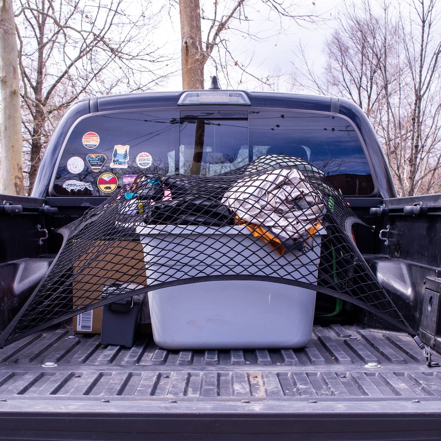 Highly Elastic Cargo Net, Simple Truck Bed Cargo Mesh Organizer, Suitable for 5ft - 6ft Standard Bed Trucks, 4'x4' Stretches to 7'x7' (Single Layer)