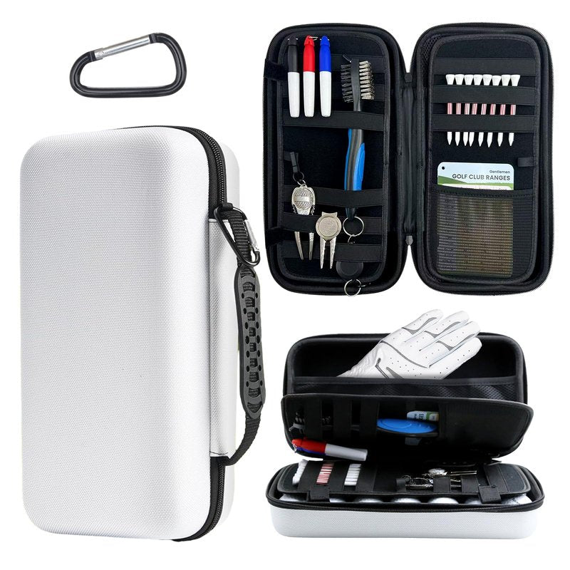 Golf Glove Holder Case, Hard Shell Protective Golf Accessories Organizer for Men and Women, Waterproof Durable, Portable with Handle, Large Capacity for Gloves, Balls, Tees, Markers, Ideal Golf Gift