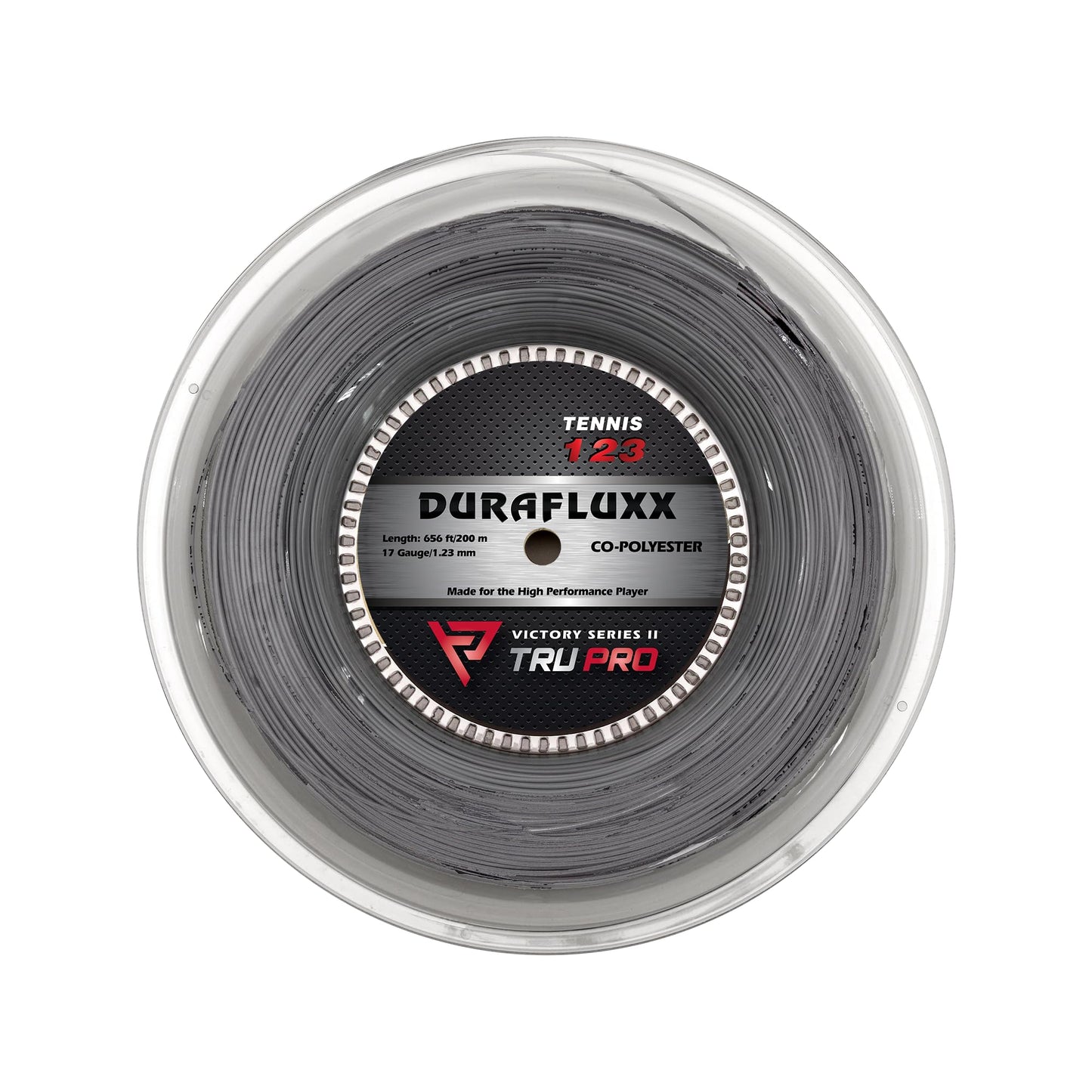 Tier One Sports TRU PRO Durafluxx - Tennis String Reel (Poly): Low-Powered - for the Tournament Player (17g (1.23 mm), 200 m, Silver)