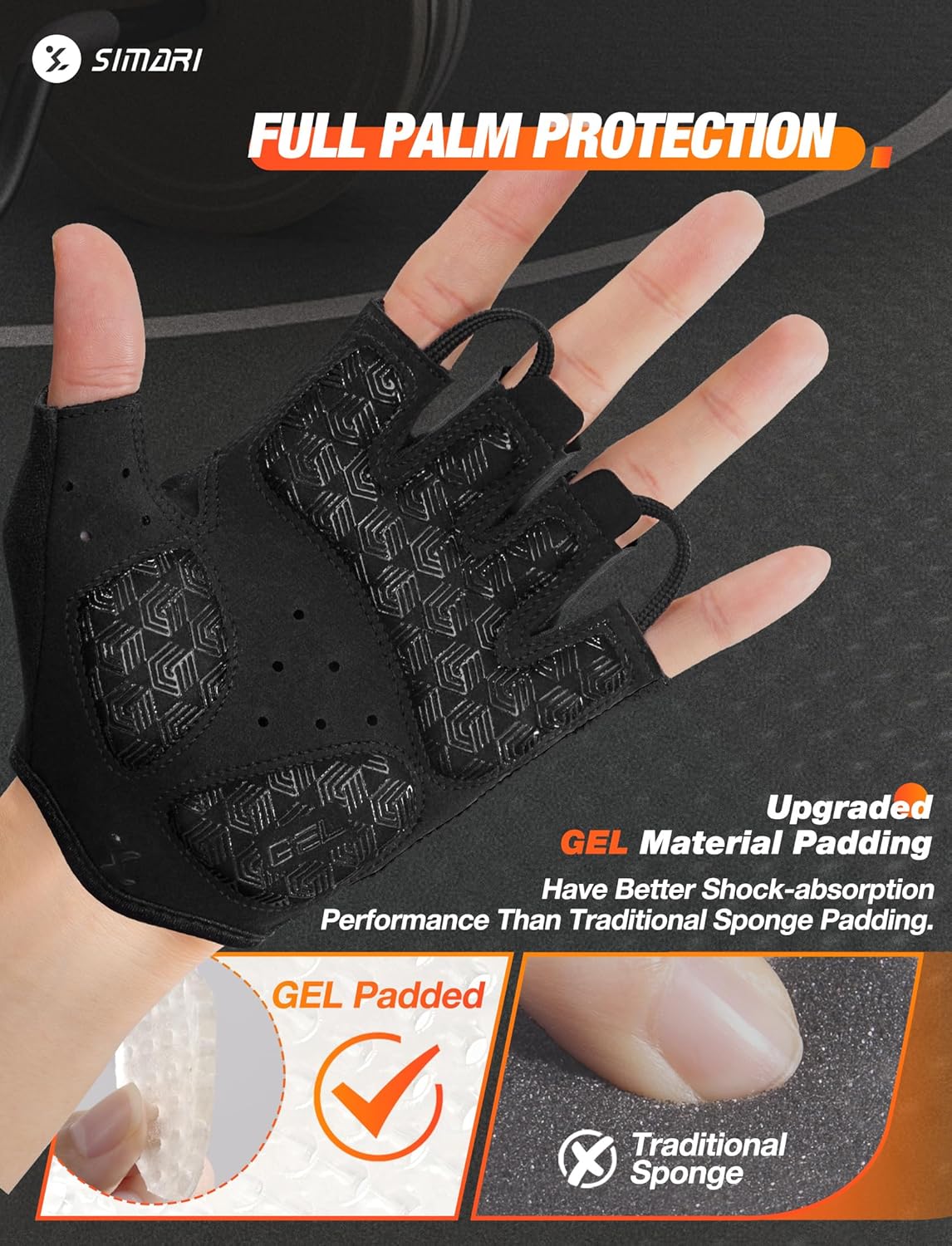 SIMARI Cycling Gloves - Breathable Gel Pads for Men & Women | Comfortable Grip for Gym & Biking - Black, Pink, Cyan, White, Sizes XS-XL