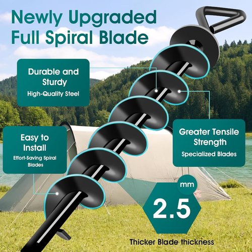 Ground Anchors | Heavy Duty Screw-In Stakes for Trampolines, Tents, and Canopies - High Wind Resistance