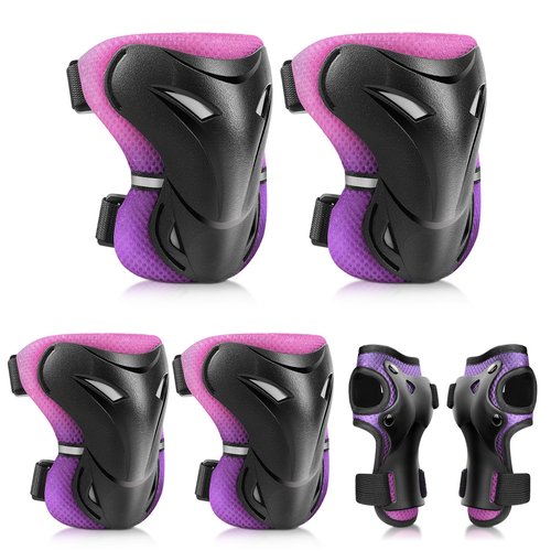 YooxArmor Adjustable Kids Knee & Elbow Pads Set with Wrist Guards for Ages 6-13 – Protective Gear for Skateboarding, Cycling, Roller Skating, Scooter, BMX, Inline Skating