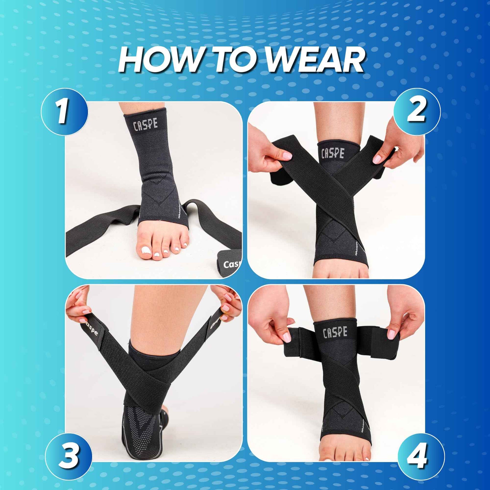 Caspe 2 Pack Breathable Ankle Brace for Women & Men with Adjustable X-Strap – 3D Knit Compression Support, Helps with Plantar Fasciitis, Achilles Tendon, and Ankle Stability (Black, Medium)