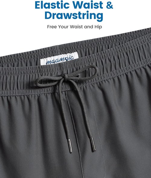 Maamgic Men's 2-in-1 Swim Trunks - 7 Inch Board Shorts for Comfort & Style