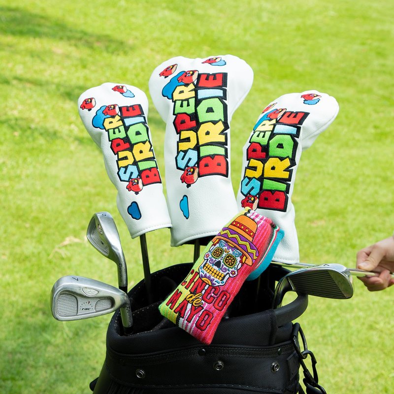 Golf Club Head Covers, Super Birdie Design Golf Driver Covers, Fairway Wood and Hybrid Head Covers with Interchangeable Tags, Premium PU Leather Golf Club Covers(Hybrid)