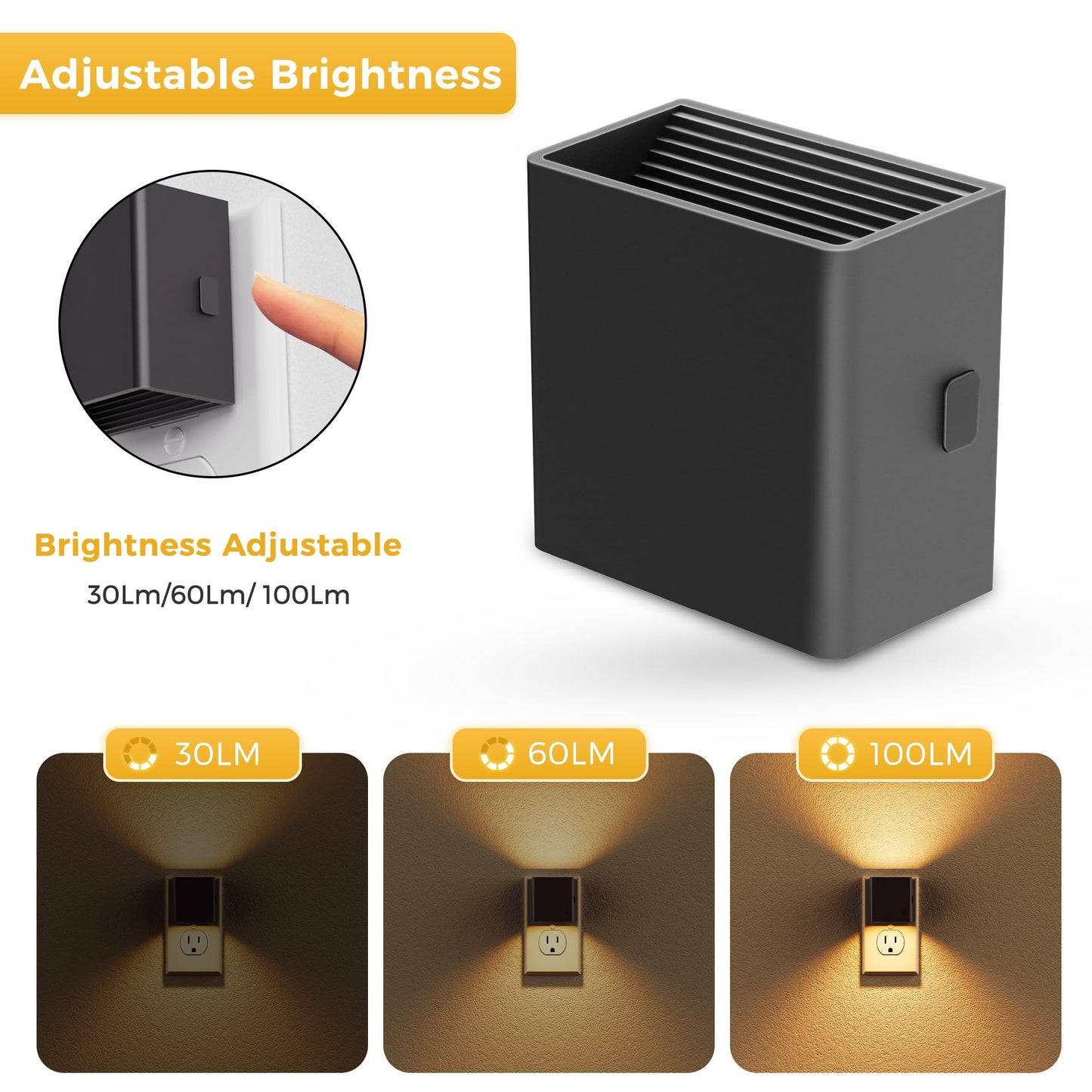 L LOHAS LED Night Lights Plug into Wall,[2-Pack] Plug in Night Light with Dusk to Dawn Sensor,Brightness Adjustable,3000K Warm White,Dimmable Nightlight for Adults Bathroom Hallway Kitchen