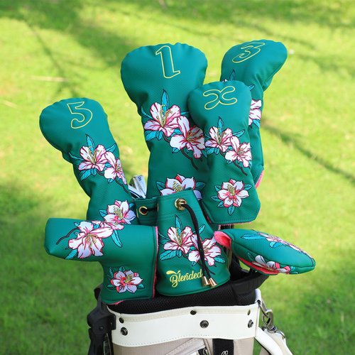 Golf Club Covers Azalea Embroidery Driver Cover Fariway Wood Headcover Hybrid Cover Leather Golf Headcovers for Most Brand (for 5 Fariway Wood)