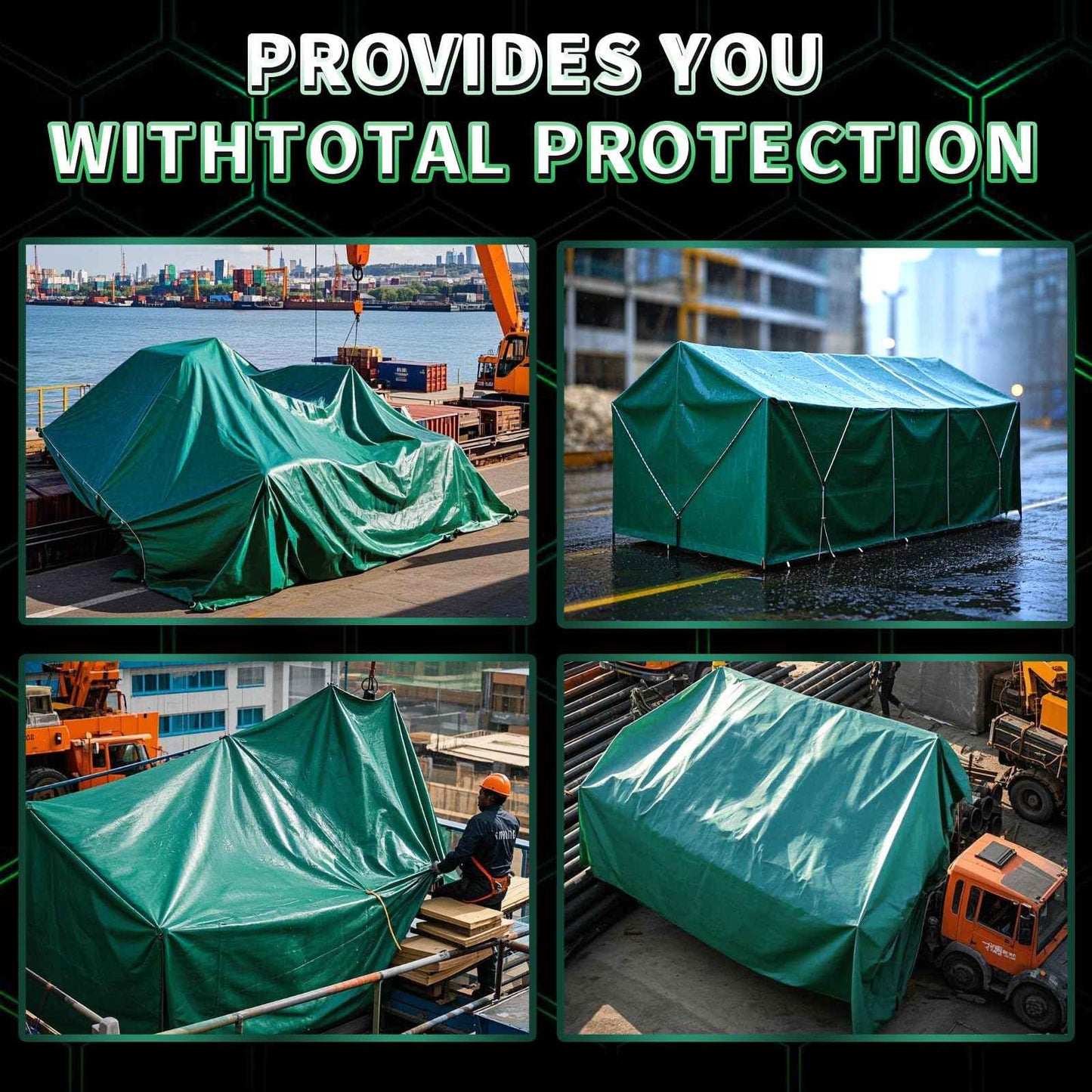 TA*RP YXCN Green Heavy Duty Tarp 20x30 Feet, 12 Mil Thick Waterproof Poly Tarps Cover UV Resistant, Rip & Tear Proof with Metal Grommets Every 20 Inche