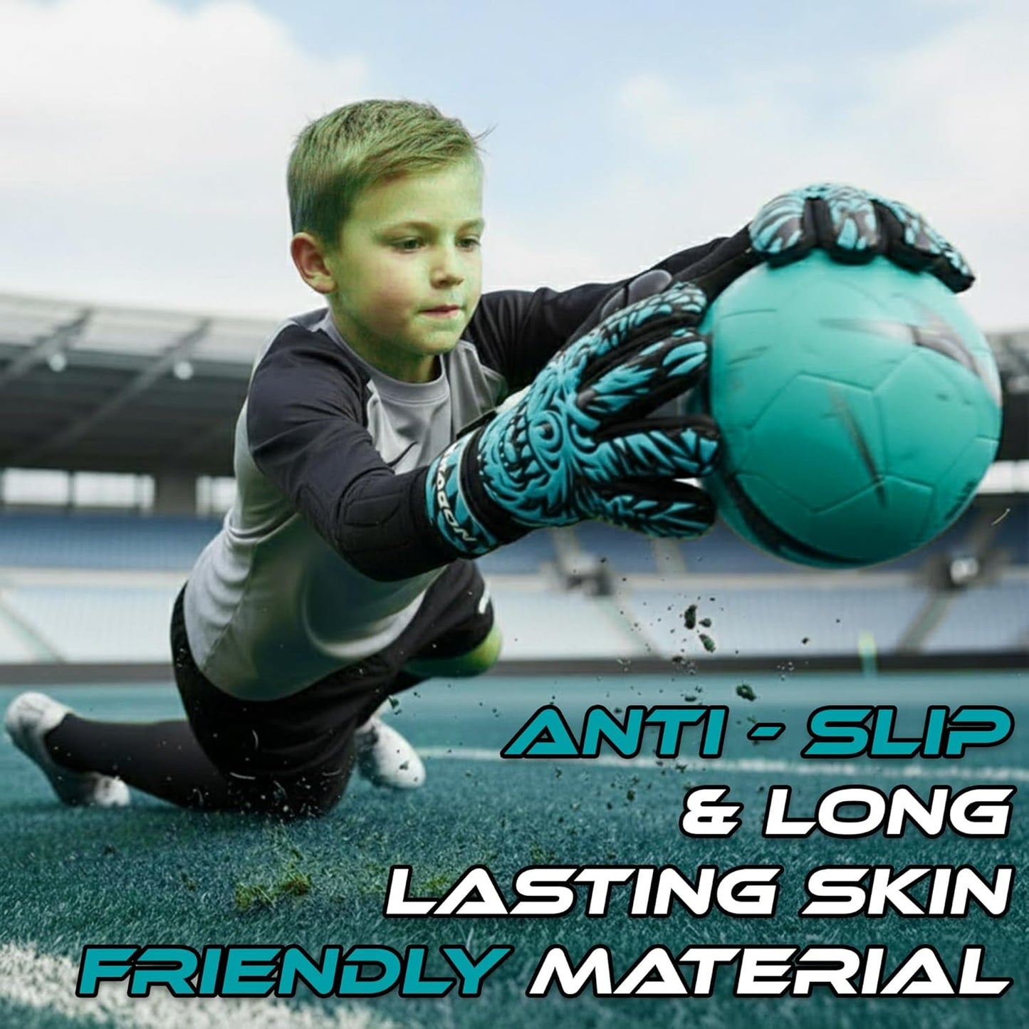 Skiennix Kids Soccer Goalie Gloves - Durable Youth Goalkeeper Gloves with Strong Grip & Comfortable Fit