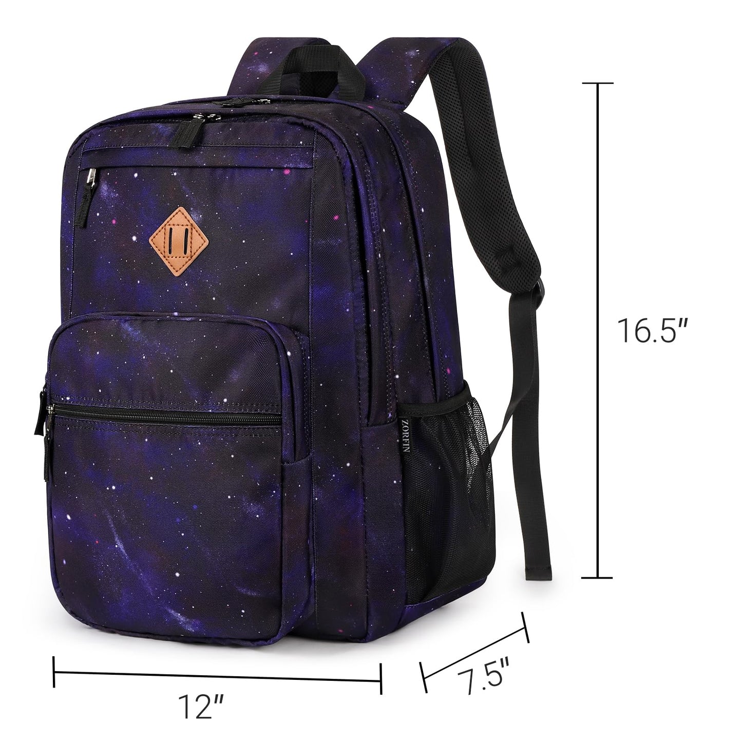 ZORFIN 26L Backpack for College, and Travel: Water Resistant Bookbag - Night Sky