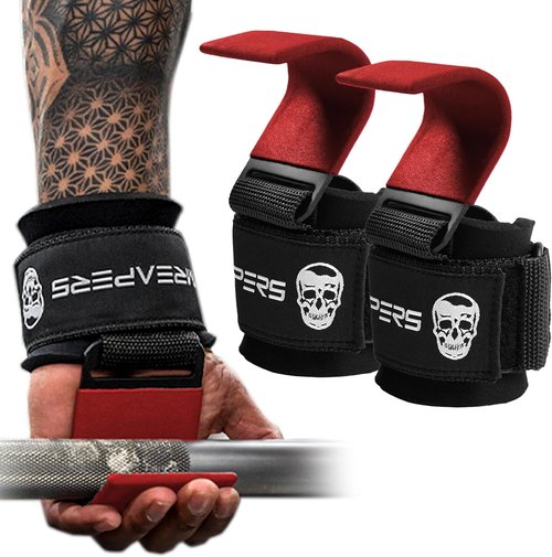 Gymreapers Weight Lifting Hooks - Heavy Duty Wrist Straps for Deadlifts & Pull Ups | Grip Support for Men & Women
