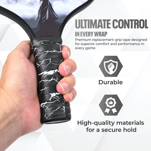 DH Mythic Replacement Grip for Pickleball & Tennis | Anti-Slip, Ultra-Durable, Sweat-Resistant Wrap (Lightning, Black)