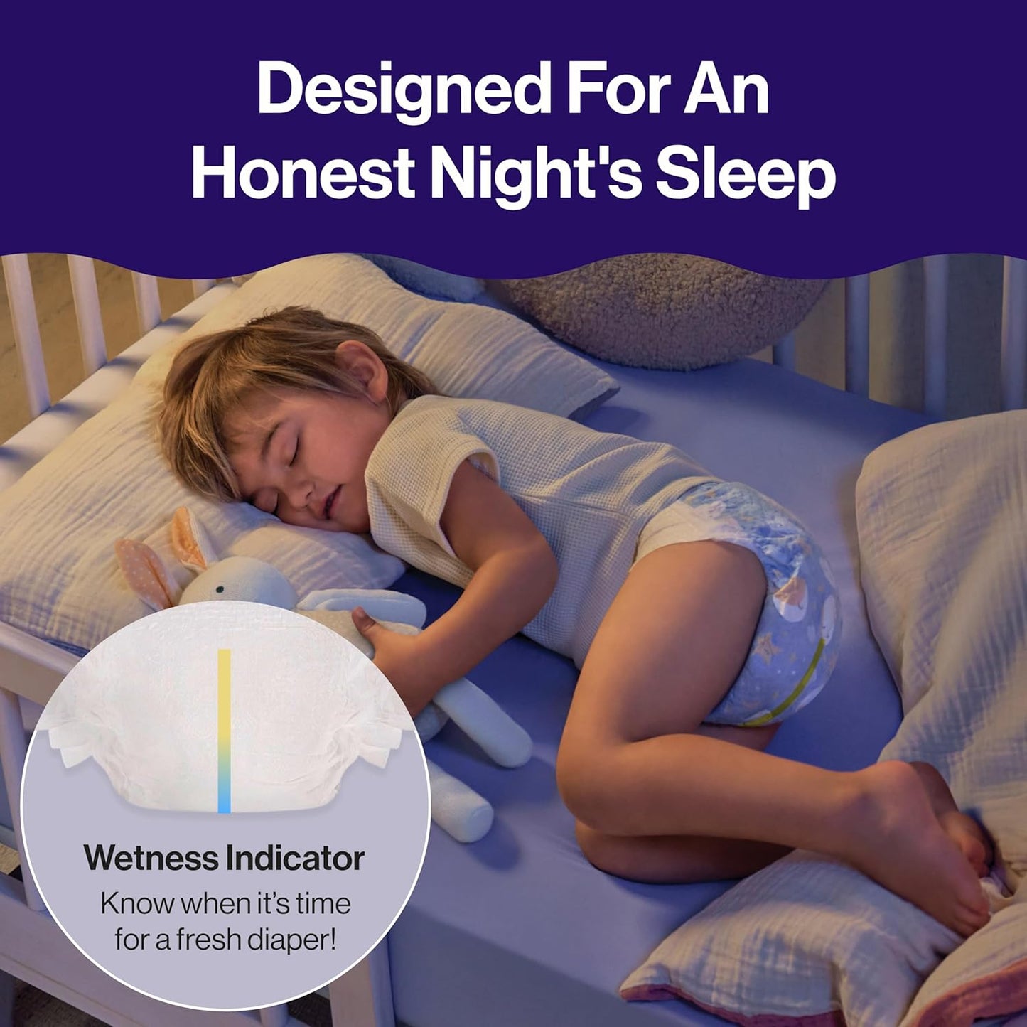 The Honest Company Overnight Diapers - Hypoallergenic Comfort, Cozy Cloud + Star Signs | Size 4 (22-37 lbs), 48 Count