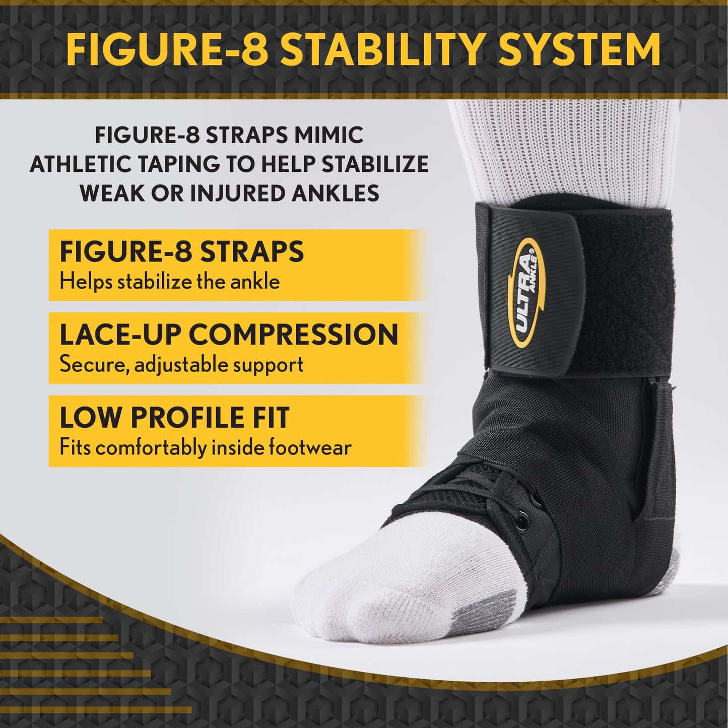 Ultra 360® Lace Up Ankle Brace with Figure-8 Straps – Ankle Stabilizer for Sprained Ankles & Injury Recovery – Sports Ankle Brace for Basketball, Volleyball & Running – Adjustable Brace for Men, Women & Teens