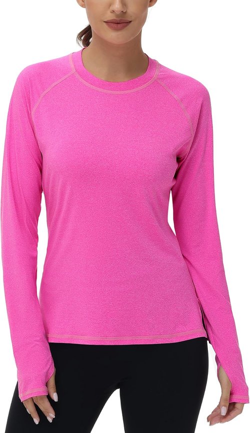 Isnowood Women's Long Sleeve Sun Protection Shirts - UPF 50+ UV Rash Guard Athletic Tops | Ideal for Hiking & Running