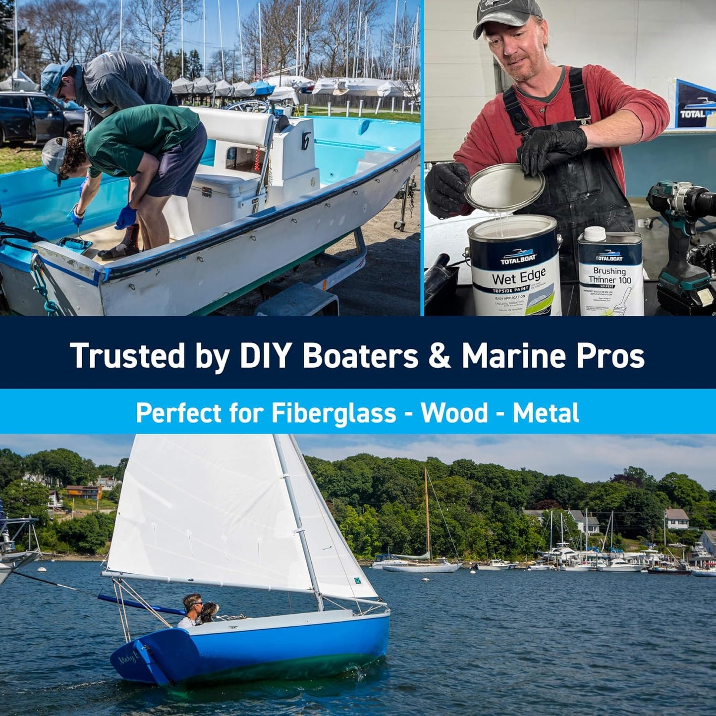 TotalBoat Wet Edge Marine Paint - Premium Polyurethane Coating for Boats & RVs | White, Gallon Size