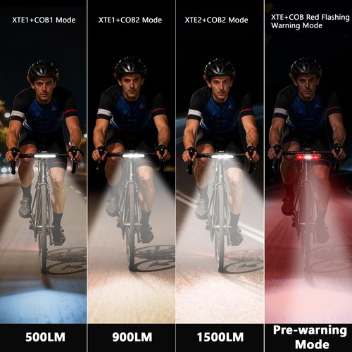Heeykeey Bike Lights for Night Riding,1500 Lumens High&Low Beam Front Light, OLED Display USB-C Rechargeable Bicycle Lights,IPX6 Waterproof Ebike Headlight with Tail Light for MTB,Off-Road,City Riding
