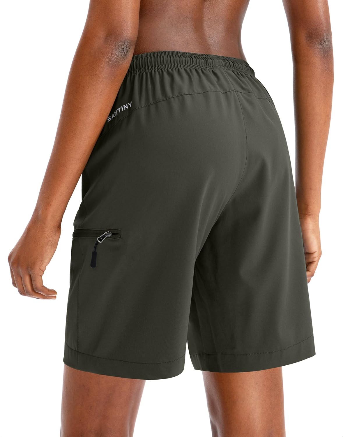 SANTINY Women's Quick-Dry Hiking Cargo Shorts - Lightweight Athletic Summer Shorts with Zipper Pockets