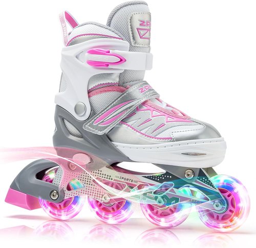 2PM SPORTS Cytia Pink Inline Skates - Adjustable Roller Skates with Light-Up Wheels for Kids