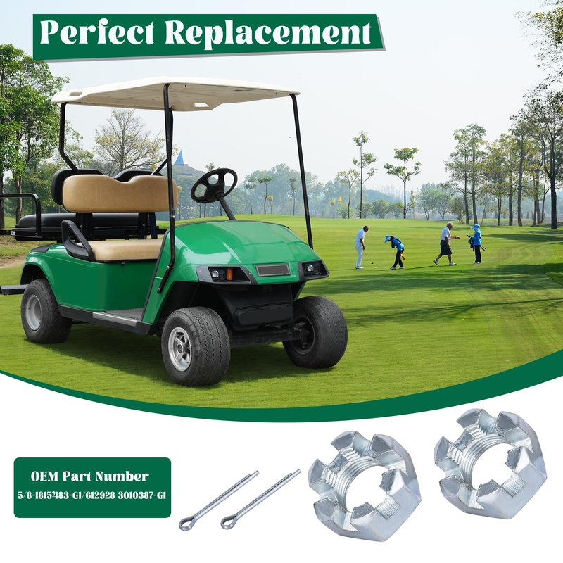 10L0L 2 Set Golf Cart Hexagon Slotted Nut & Pinning,Hexagon Nuts Kits for EZGO TXT 1976-Up Replacement Part 5/8-1815483-G1/612928 3010387-G1