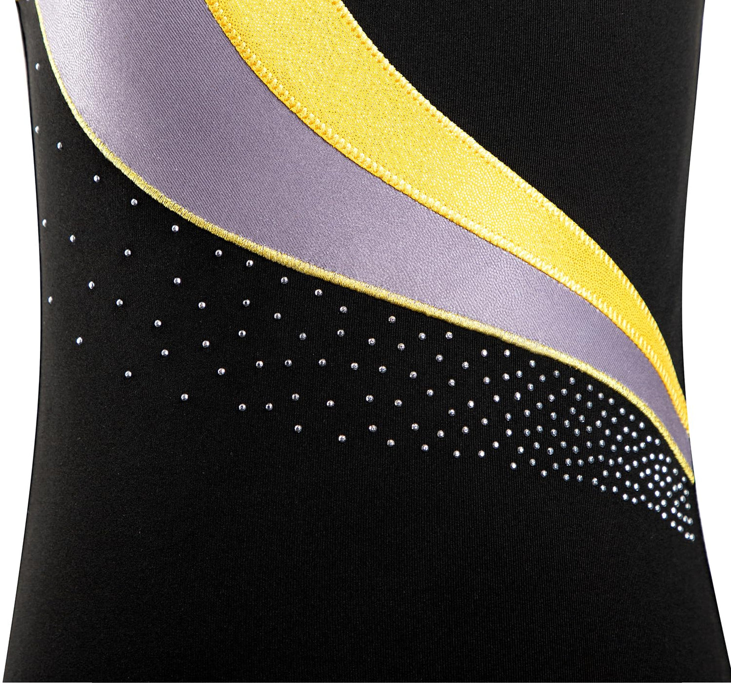 HOZIY Girls Gymnastics Leotards with Shorts Practice 4t 5t Gold Stripe Spliced Diamond Rhinestone Fall Black Kids Tumbling Outfit Biketard Sparkly