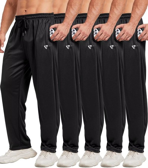 Lomsoe 5 Pack Men's Sweatpants - Open Bottom Joggers with Zip Pockets | Loose Fit Athletic Pants for Running & Casual Wear
