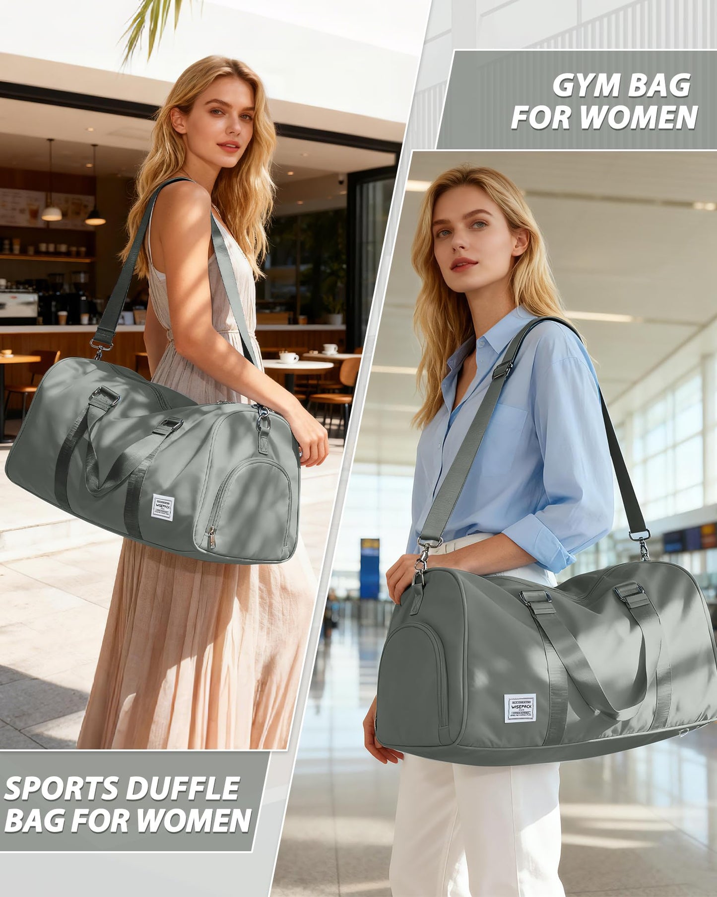 Travel Duffle Bag,Weekender Overnight Bags for Women with Shoes Compartment,Tote Gym Bag Personal Item Carry On Bag for Travel Business Trips Sport Hospital Dance Dark Green