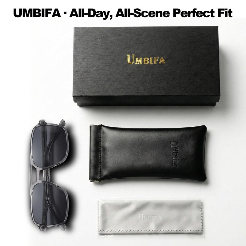 Umbifa 60s Retro Square Aviator Sunglasses for Men Women, Acetate Frame, Polarized, Face Flattering & All-Day Wear