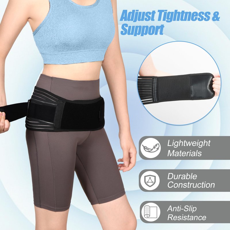 NIdreamCE Sacroiliac SI Joint Hip Belt for Sciatica, Lower Back, Leg & Pelvic Pain Relief - Adjustable Sacroiliac Belt Support Brace for Women and Men (Black)
