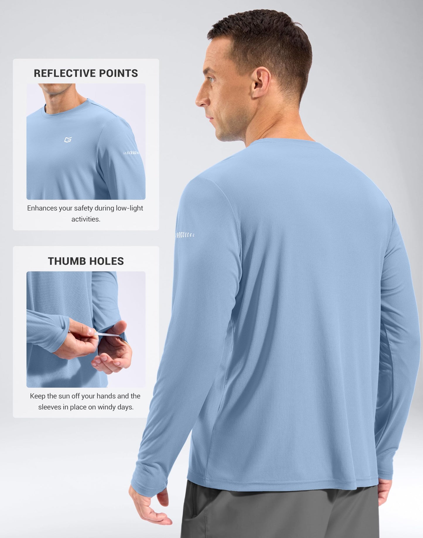 Men's Sun Protection Long Sleeve Shirts UPF 50+ Rash Guard Swim Lightweight Cooling UV SPF Shirt Fishing Workout Quick Dry