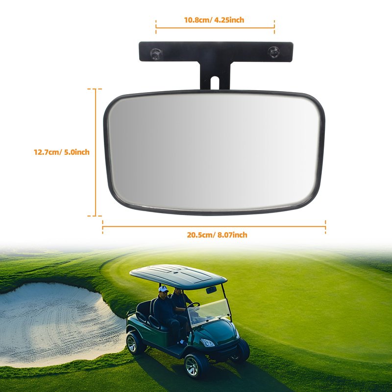 KAKABAS Universal Golf Cart Wide Rear View Mirror 8.07'' x 5'' Wide Panoramic Rearview Mirror for EZGO Club Car Yamaha