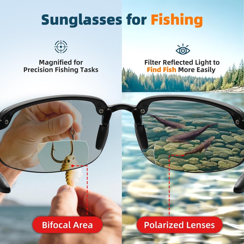 ZIHVEUC Tr90 Rimless Polarized Bifocal x1.5 x2.0 x2.5 Reading Sunglasses for Fishing/Driving Wrap Around Sport Sun Readers(Black Frame/Grey Lens,200)