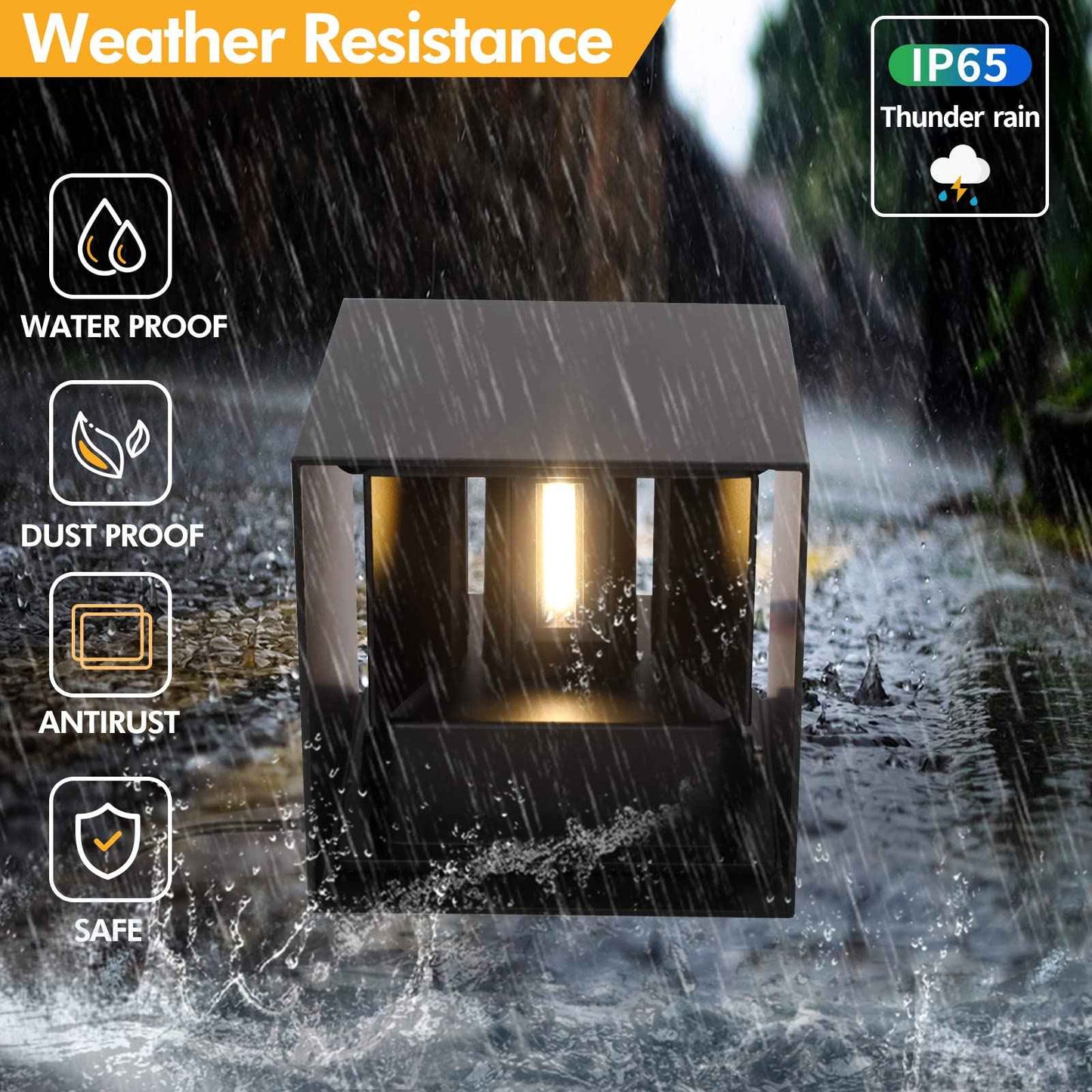 Mille Lucciole 12W 4Pack Outdoor Wall Lights Exterior/Interior,LED Black Outdoor Wall Sconces Light Fixtures Modern,IP65 Waterproof Square Aluminum Wall Lamps, Up and Down Lights 6500K Cold Lights