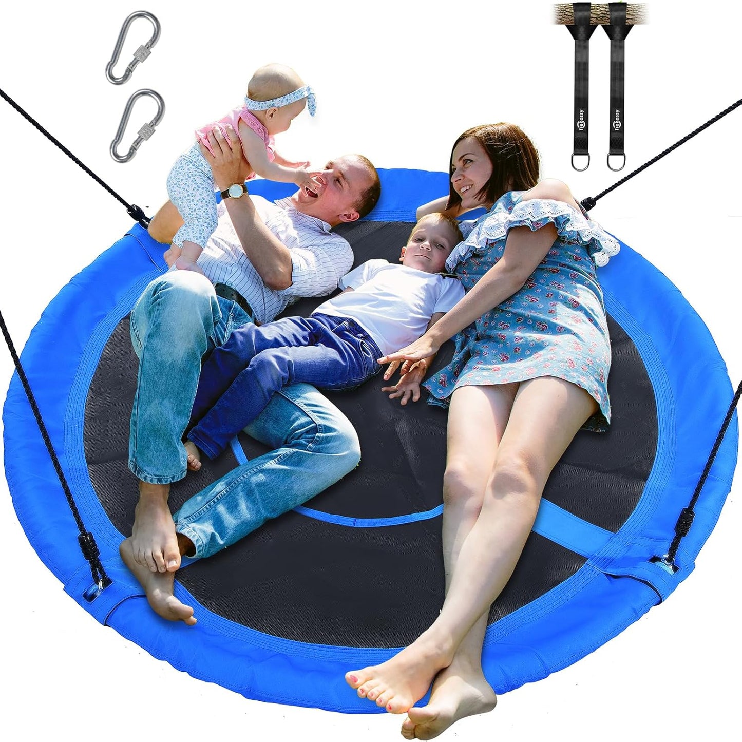 Trekassy 60" Large Saucer Tree Swing - Waterproof 900D Oxford Fabric | Includes 2 Hanging Straps