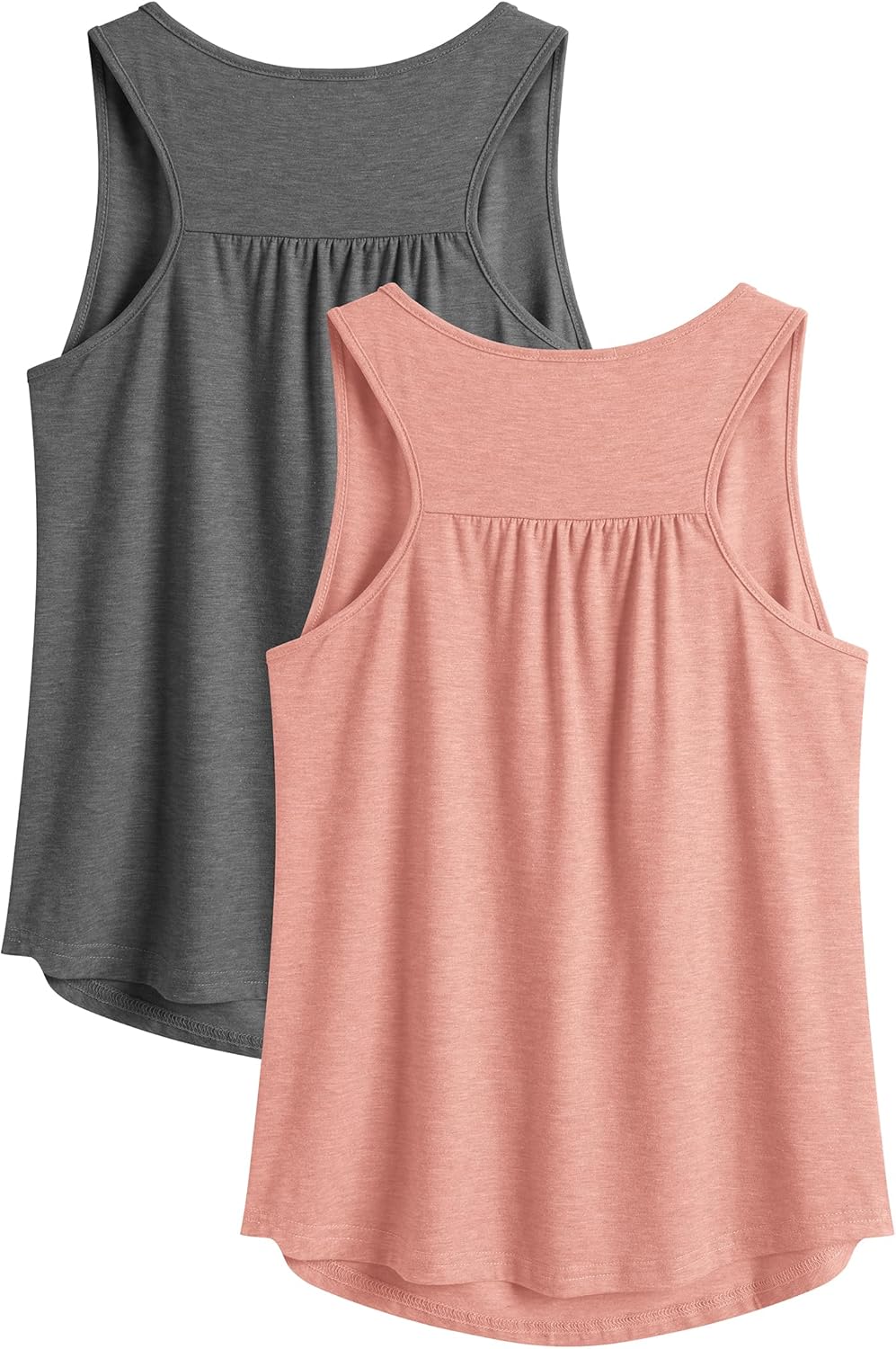 PINSPARK Workout Tops for Women - Lightweight Racerback Tank Shirts | 2 Pack, Sizes S-3XL