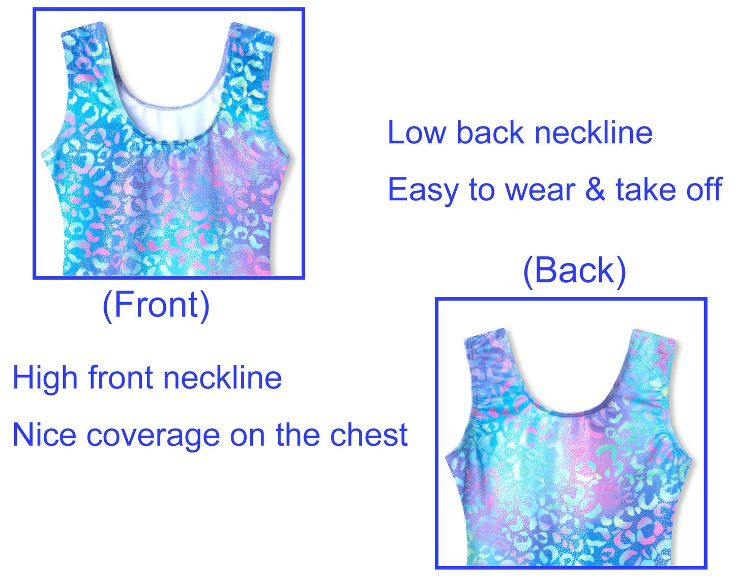 Domusgo Gymnastics Leotards for Girls 5-6 Years Old Green Purple Leopard Sparkly One Piece Tumbling Outfits