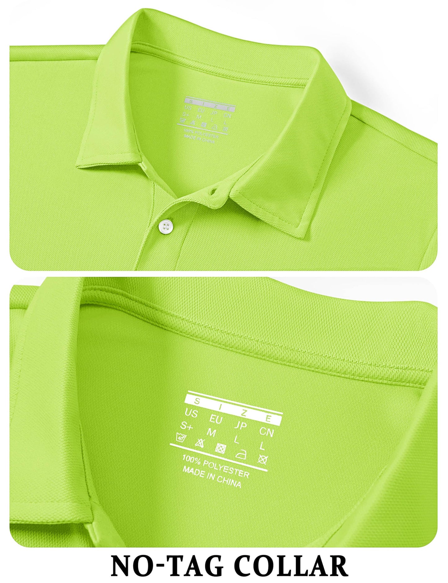 TACVASEN Mens Golf Shirt Dry Fit Mens Polo Shirts Short Sleeve Performance Golf Polos for Men with Collar Work Shirts Neon Green, 2XL