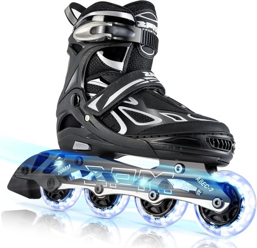 2PM SPORTS Adjustable Flashing Inline Skates - Light Up Wheels for Kids & Adults | Fun & Colorful
