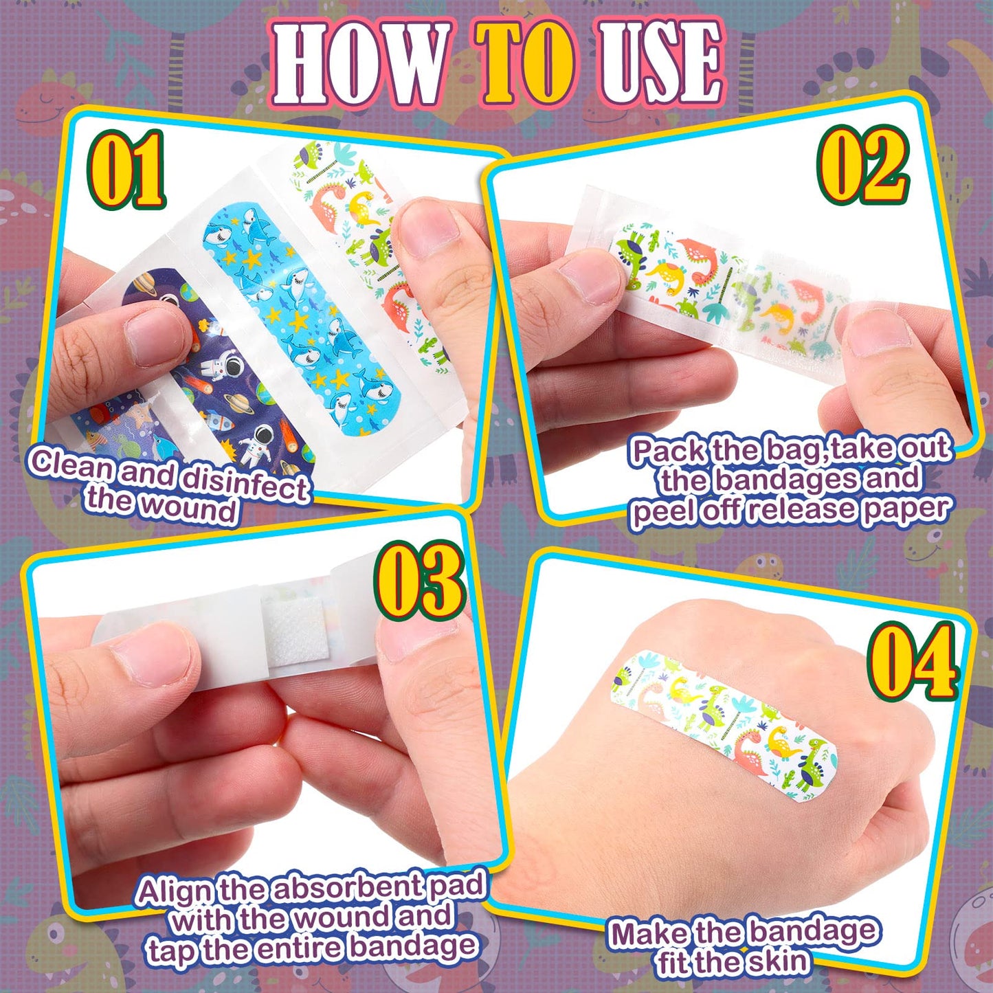 Nuanchu 6 Styles Kids Cartoon Bandages Adhesive Flexible Colorful Cute Cartoon Bandages Waterproof Breathable Protect Scrapes and Cuts for Girls Boys Children Toddlers(240 Pcs)