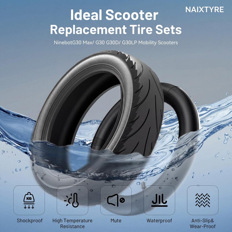 NAIXTYRE 10x2.5" E-Scooter Tire. 60/70-6.5 Scooter Inner and Outer Tire Sets. Replacement Wheels for Ninebot G30 Max/ G30 G30D/ G30LP Mobility Electric Scooters .(2 Sets)
