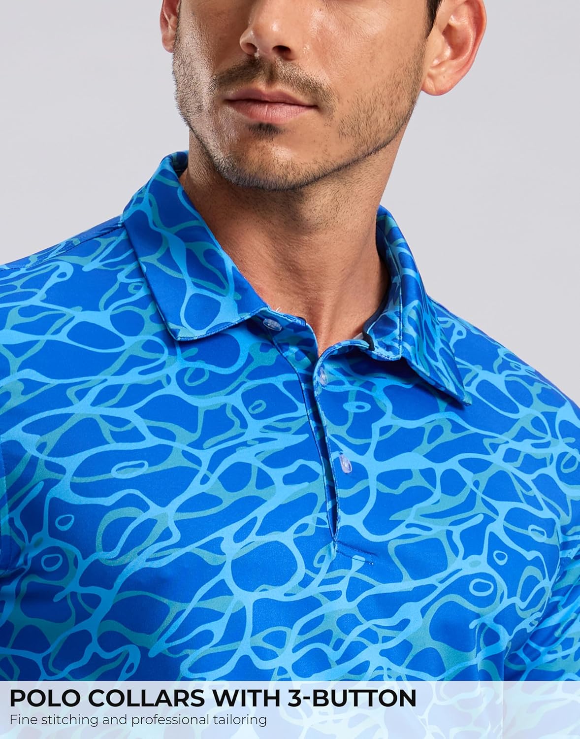 Skiennix Men's Golf Shirt - Short Sleeve Moisture-Wicking Polo | Casual Lightweight Print Design