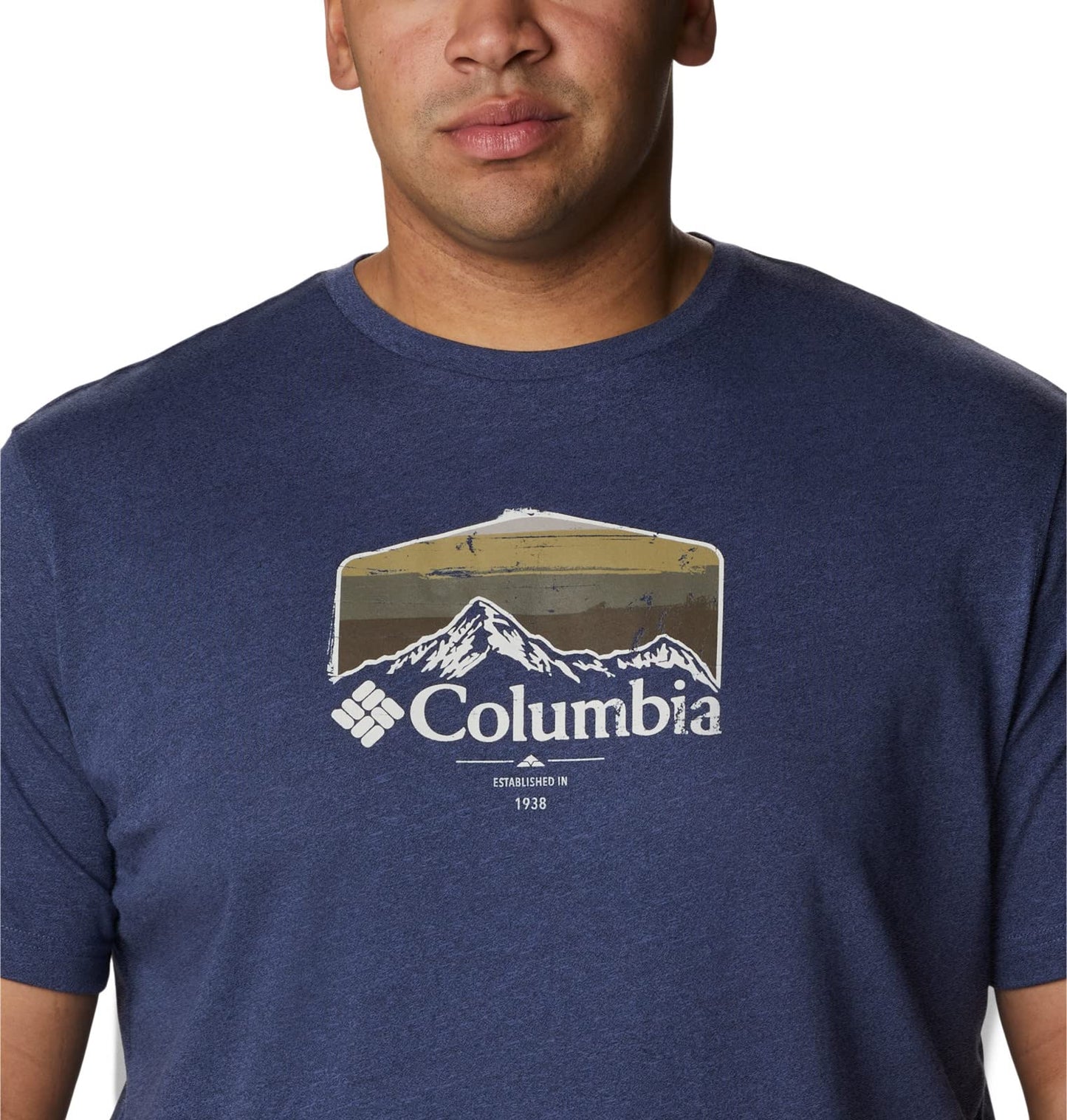 Columbia Men's Thistletown Hills Graphic Short Sleeve, Dark Mountain Heather/Hikers Graphic, 4X Big