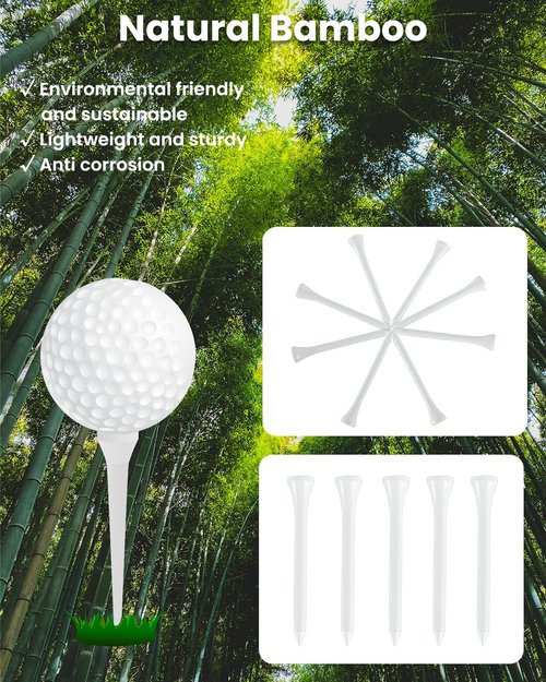 DUPDMKIN Bamboo Golf Tees 1000 PCS, 3-1/4"(83mm) Eco-Friendly Bamboo Golf Tees Bulk, Stronger Than Wood Tees, Reduce Friction & Side Spin